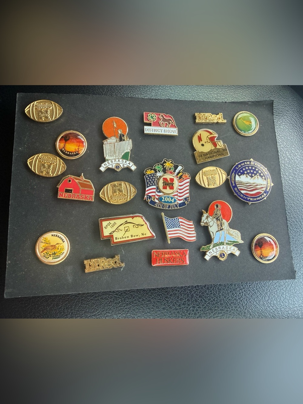 Nebraska and American Flag Enamel Pin Lot